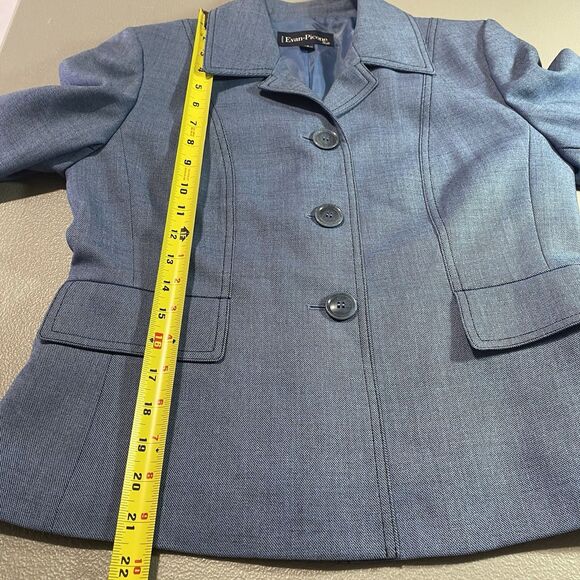 EVAN PICONE Skirt Suit Set Blazer Pencil Skirt Long Sleeve Petite 6 6P Blue - Picture 8 of 16